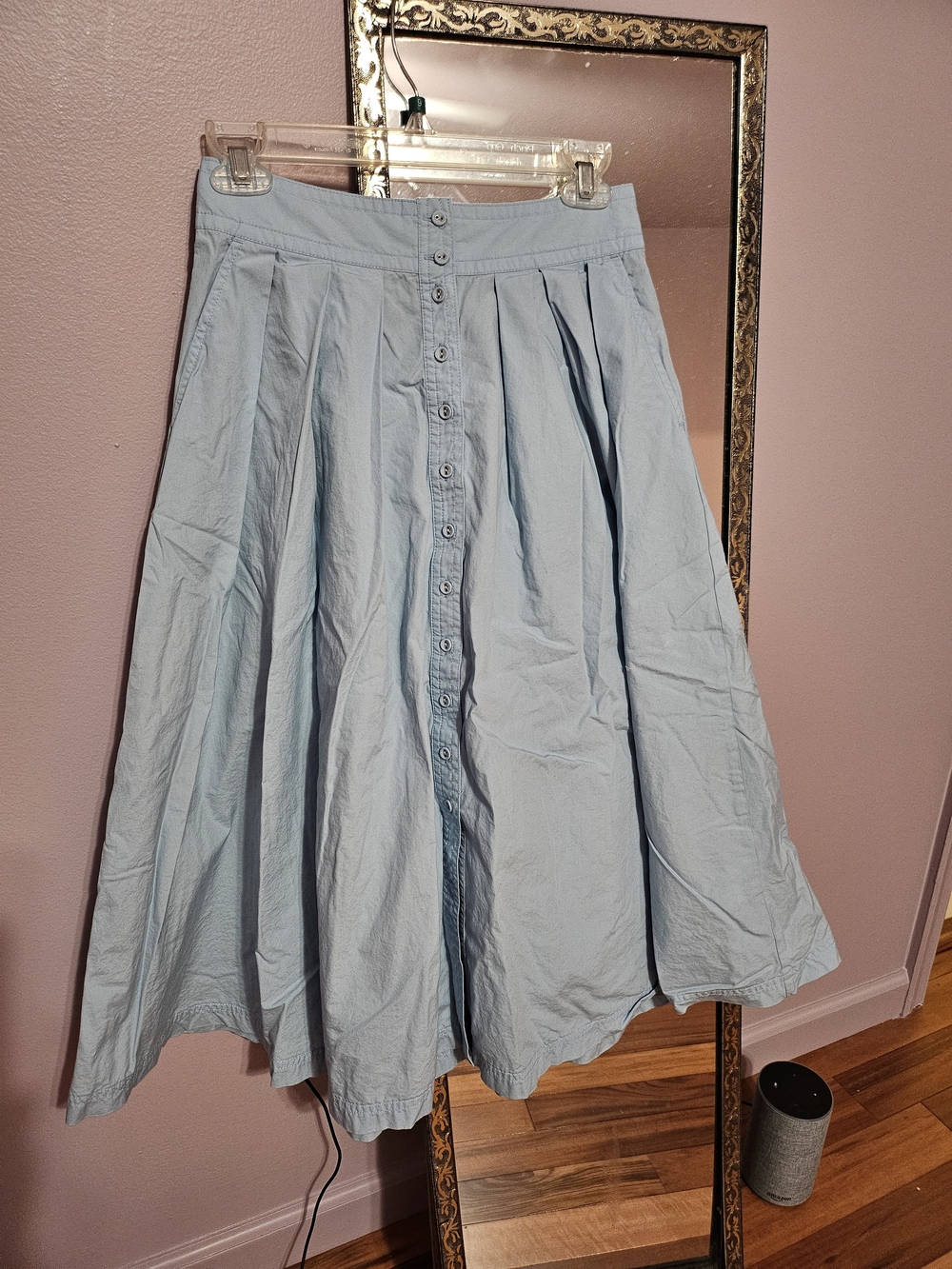 Banana Republic Factory Pale Blue Button-Front Cotton Maxi Skirt